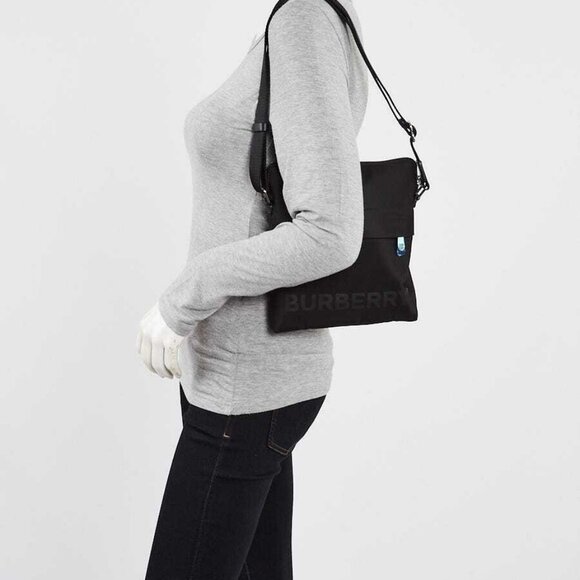Burberry Black Nylon Logo Print Small Shoulder Bag - Picture 3 of 9